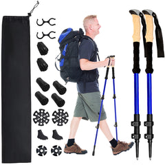 Trekking Poles for Hiking and Walking Collapsible, Lightweight 7075 Hiking Poles, Telescopic Walking Stick Pole for Adult, Children, Seniors, Comfortable Eva Grip, Adjustable Nylon Flip Lock
