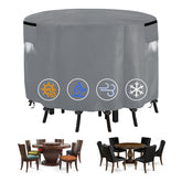 Waterproof Round Patio Table and Chairs Cover, 210T Taffeta Windproof patio furniture covers round, Tear-Resistant patio table covers for outdoor furniture with handle(Gray)