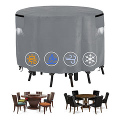 Waterproof Round Patio Table and Chairs Cover, 210T Taffeta Windproof patio furniture covers round, Tear-Resistant patio table covers for outdoor furniture with handle(Gray)