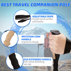 Trekking Poles for Hiking and Walking Collapsible, Lightweight 7075 Hiking Poles, Telescopic Walking Stick Pole for Adult, Children, Seniors, Comfortable Eva Grip, Adjustable Nylon Flip Lock