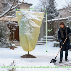 2 Packs Plant Covers Freeze Protection, Heavy-Duty 2.1oz/yd² Frost Covers for Outdoor Plants with Side Zipper & Drawstring Design, 63"x79", Winter Plant Covers for Shrubs and Small Trees