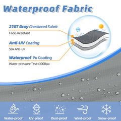 Waterproof Round Patio Table and Chairs Cover, 210T Taffeta Windproof patio furniture covers round, Tear-Resistant patio table covers for outdoor furniture with handle(Gray)