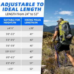 Trekking Poles for Hiking and Walking Collapsible, Lightweight 7075 Hiking Poles, Telescopic Walking Stick Pole for Adult, Children, Seniors, Comfortable Eva Grip, Adjustable Nylon Flip Lock