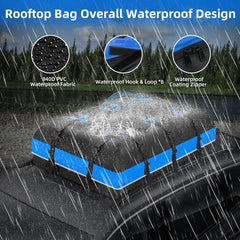 Car Rooftop Cargo Carrier Bag, 15 Cubic Feet Waterproof Car Luggage Roof Carrier for top of All Vehicle, Including Anti-Slip Mat, Storage Bag, 6 Door Hooks, Luggage Lock.