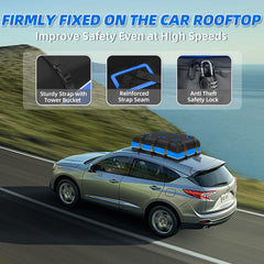 Car Rooftop Cargo Carrier Bag, 15 Cubic Feet Waterproof Car Luggage Roof Carrier for top of All Vehicle, Including Anti-Slip Mat, Storage Bag, 6 Door Hooks, Luggage Lock.