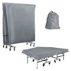 Outdoor Ping Pong Table Cover for 9x5 ft Table, Heavy Duty 600D Waterproof Polyester, UV Fade Resistant, Windproof Buckle Straps, Fits Folding & Flat Tables, Storage Bag, Dark Gray