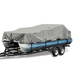 1200D Metal Buckle Heavy Duty Pontoon Boat Cover, Waterproof Elastic Pontoon Boat Cover with Windproof Side Straps