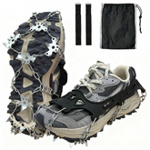 Ice Cleats for Shoes and Boots, 19 Stainless Steel Spikes Crampons, Anti-Slip Snow Shoes Microspikes for Hiking, Climbing Gear, Ice Fishing Gear, Boot Chains for Winter Walking