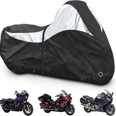 600D Motorcycle Cover, Heavy Duty Waterproof Motorcycle Covers Outdoor Storage with Lock-Holes Compatible with Harley Davidson, Honda, Suzuki, Yamaha