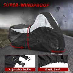 600D Motorcycle Cover, Heavy Duty Waterproof Motorcycle Covers Outdoor Storage with Lock-Holes Compatible with Harley Davidson, Honda, Suzuki, Yamaha