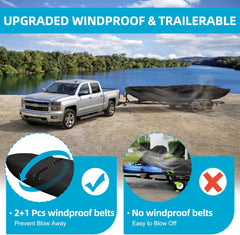 600D Kayak Cover,Heavy Duty Tear Resistant Canoe Cover, Waterproof & UV-Proof Trailerable Kayak Covers for Outdoor and Indoor Storage