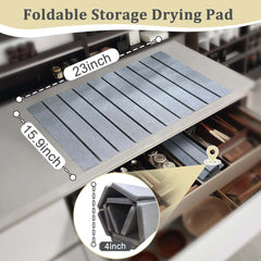 Large Stone Dish Drying Mats For Kitchen Counter, Eenvironmental Diatomaceous Earth Dishes Drying Mat, Collapsible and Fast Water Absorb Pad, 24"L X 16"W, Gray