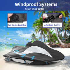 Jet Ski Cover, 420D Heavy Duty Waterproof Jet ski Covers with Air Vent, Jet Ski Watercraft Cover