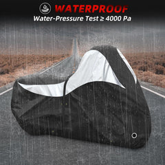 600D Motorcycle Cover, Heavy Duty Waterproof Motorcycle Covers Outdoor Storage with Lock-Holes Compatible with Harley Davidson, Honda, Suzuki, Yamaha