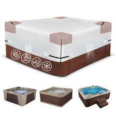 600D Outdoor Waterproof Hot Tub Cover, Silver-Coated Fabric Fade and Tear Resistant Spa Covers for Hot Tub with Webbing Buckle