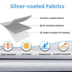 Teardrop Camper Cover Waterproof, Fade and Tear Resistant Travel Trailer Cover, Utility Silver Coated Fabric RV Cover with Metal Buckle, Outdoor Windproof Heavy-Duty Camper Covers