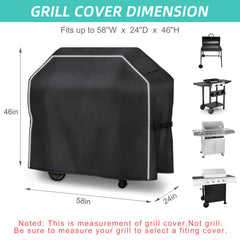 58 Inch BBQ Grill Cover for Outside - Heavy Duty Waterproof Grill Cover, 600D Grill Cover for Outdoor Grill, Fade & Tear Resistant Gas Grill Cover, Grill Covers for Char-Broil, Nexgrill etc