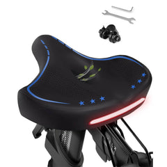 Oversized Bike Seat Cushion Replacement, Comfortable Bike Saddle for Men & Women, Accessories for Bike, Exercise Bicycle Seat for Spin, Mountain, Cruiser, Road Bike (13"x 12"x 6")
