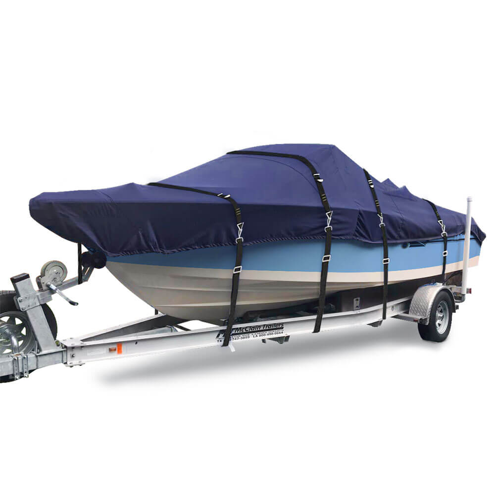 V-hull Bass Boat Cover Heavy Duty 600D Waterproof Boat Cover For 14-16ft V-Hull Boats (Up To 68" Beam) - Trailerable, UV Resistant With Air Vents & Windproof Straps Windproof Boat Cover With