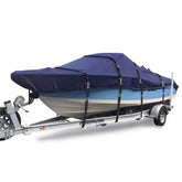900D Marine Grade Fade and Tear Resistant Boat Cover,Heavy-Duty Waterproof and UV-Proof Boat Covers,Full Metal Fittings Trailerable Boat Cover Fits V-Hull,Tri-Hull,Runabout
