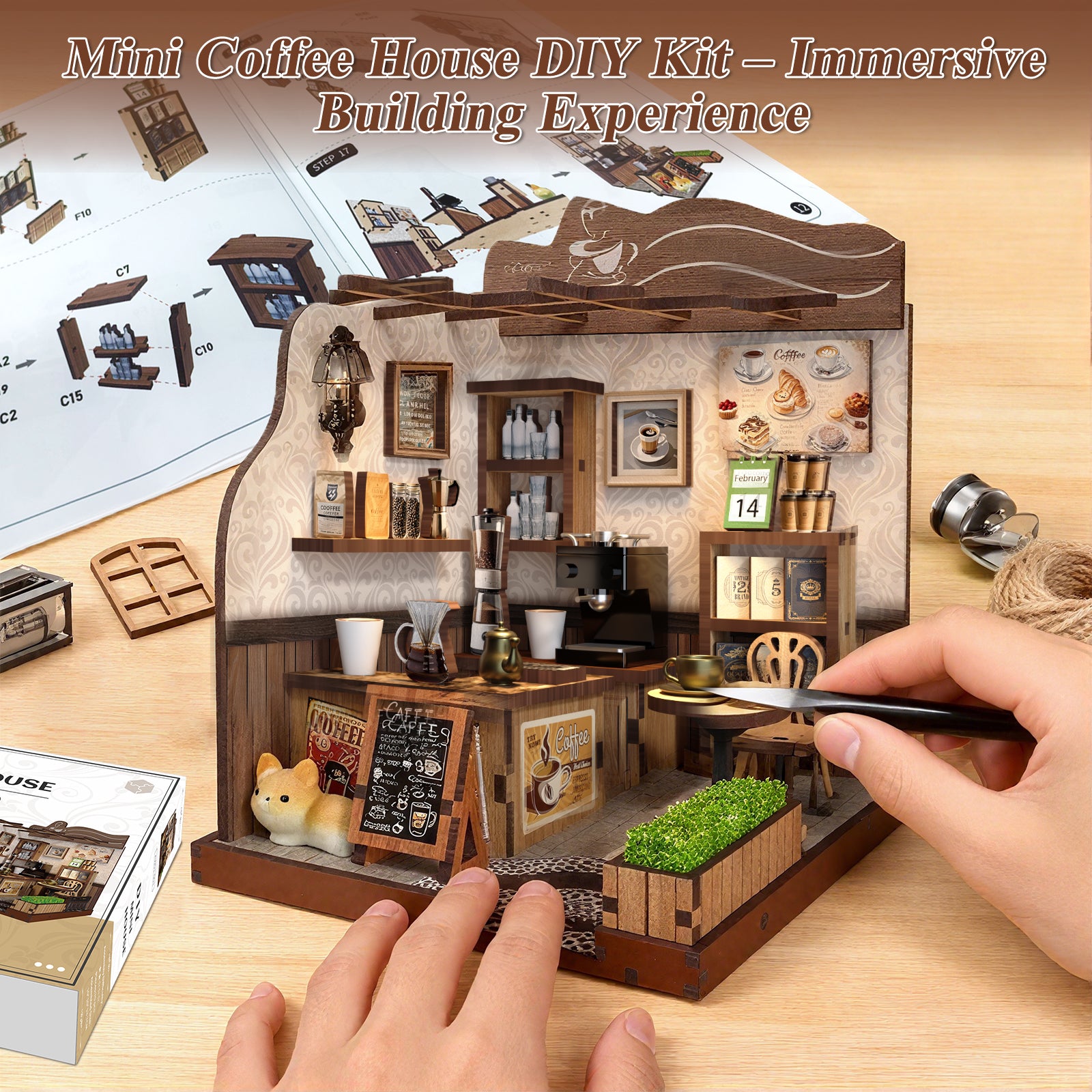 DIY Wooden Dollhouse Tiny Home Book Nook Kit – Tiny House Miniature for Adults