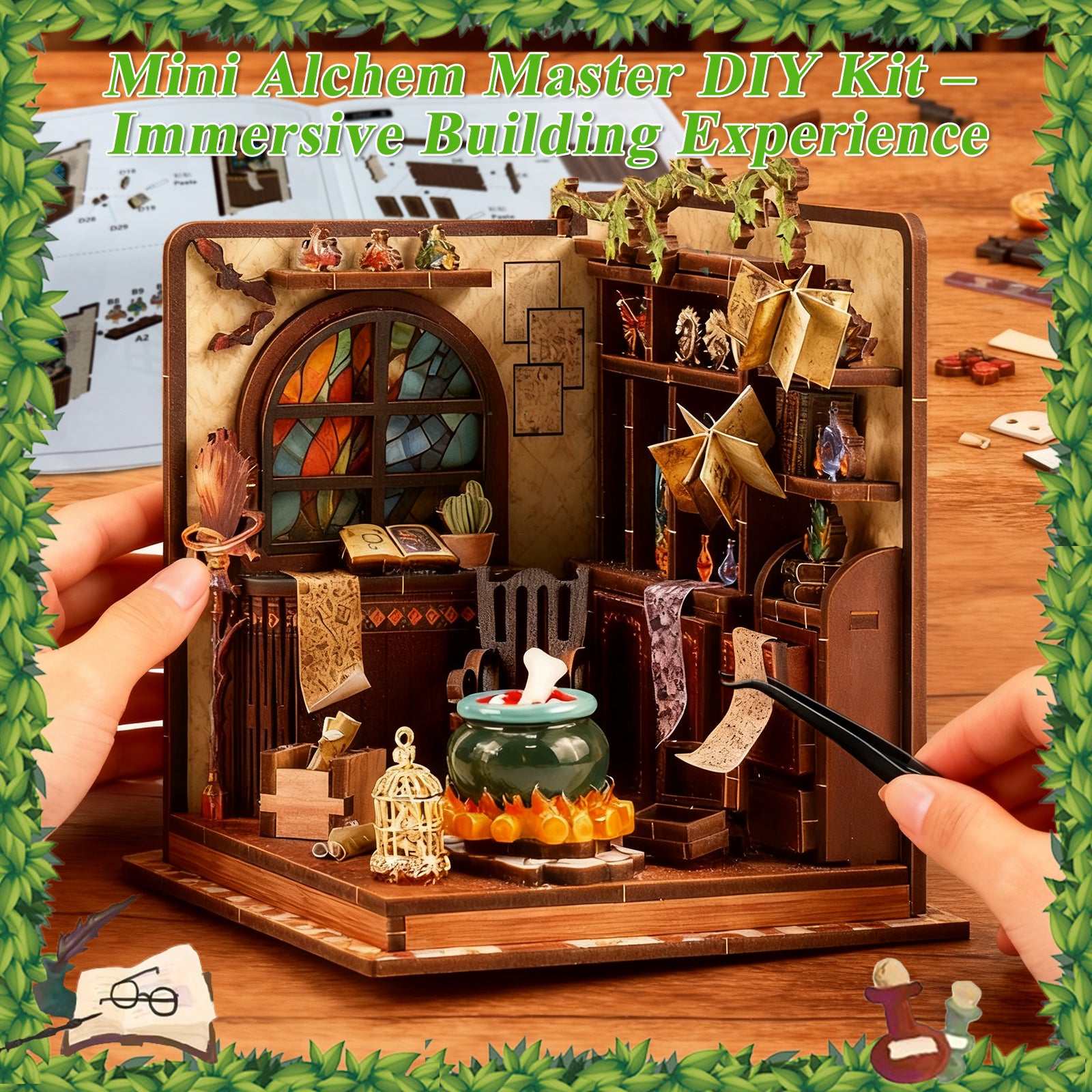 DIY Wooden Dollhouse Tiny Home Book Nook Kit – Tiny House Miniature for Adults