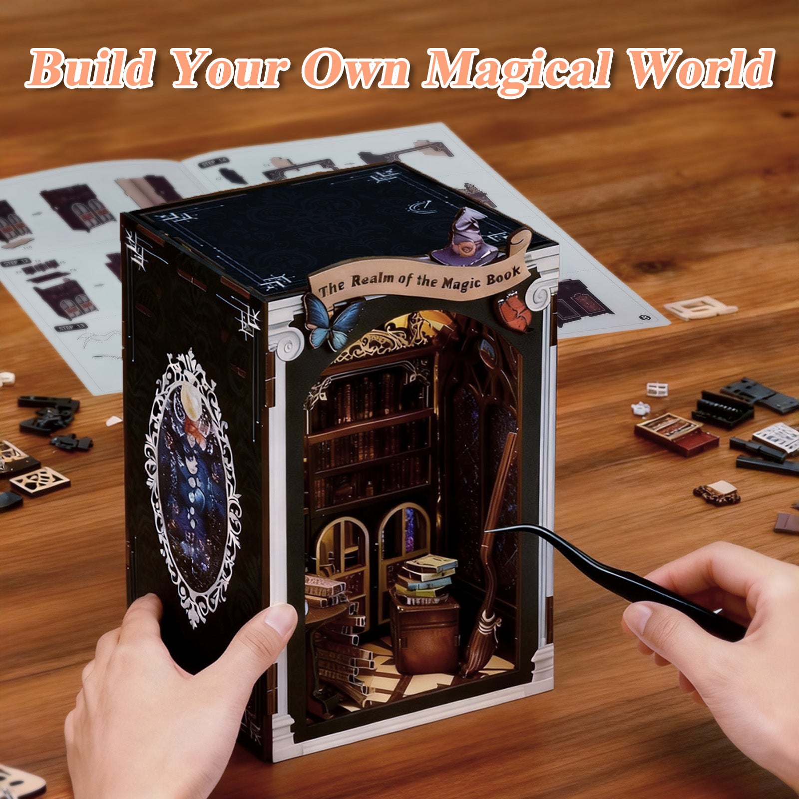 DIY Wooden Dollhouse Tiny Home Book Nook Kit – Tiny House Miniature for Adults