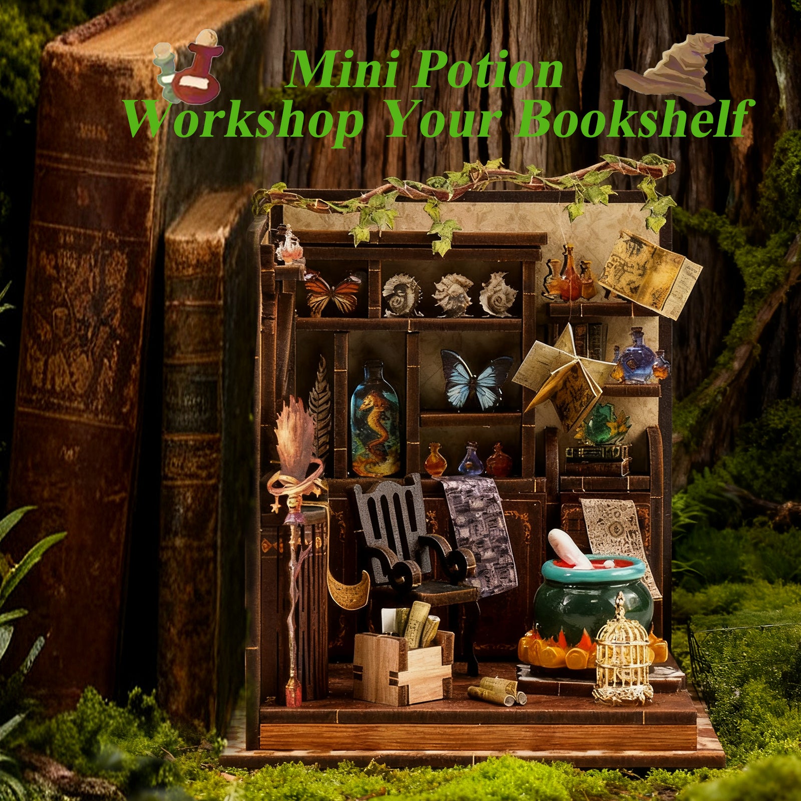 DIY Wooden Dollhouse Tiny Home Book Nook Kit – Tiny House Miniature for Adults