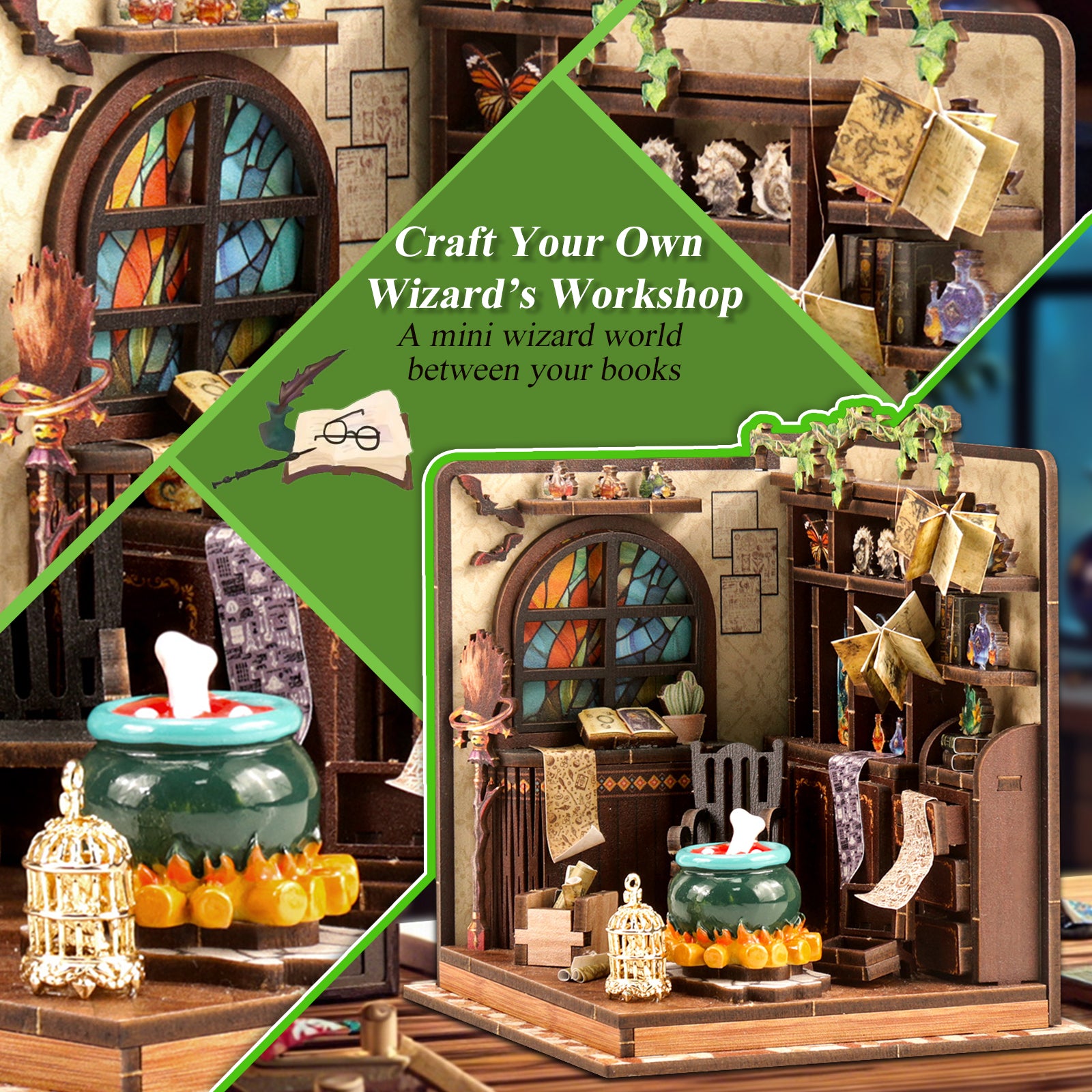 DIY Wooden Dollhouse Tiny Home Book Nook Kit – Tiny House Miniature for Adults