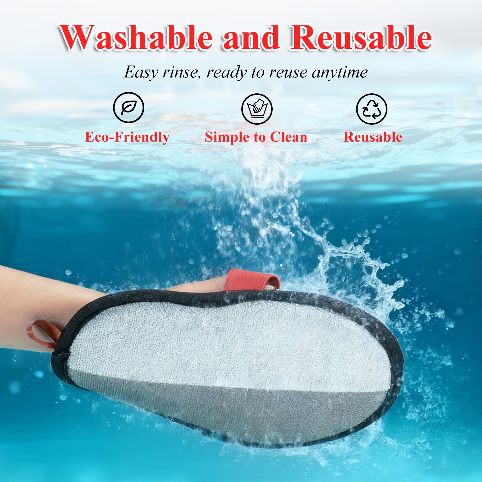 1 Pack Pet Hair Removal Glove with Upgraded electrostatic tech for couches, Carpets & Clothes. Magic Brush for Gentle pet Massage and deshedding. Pet Hair Glove, Reusable and Washable for Home Clean