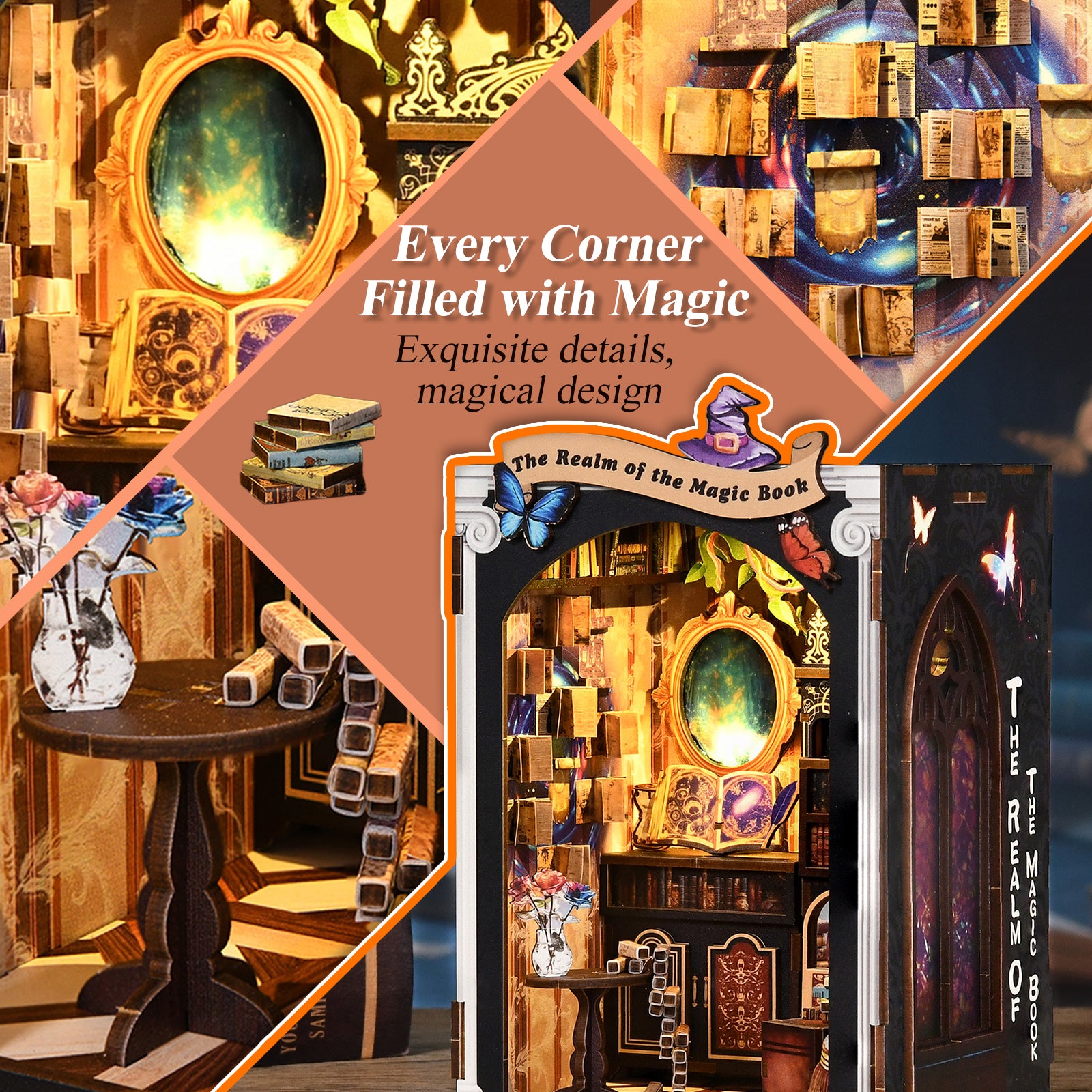 DIY Wooden Dollhouse Tiny Home Book Nook Kit – Tiny House Miniature for Adults