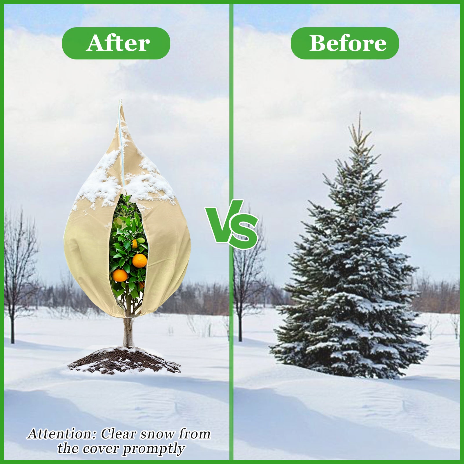 2 Packs Plant Covers Freeze Protection, Heavy-Duty 2.1oz/yd² Frost Covers for Outdoor Plants with Side Zipper & Drawstring Design, 63"x79", Winter Plant Covers for Shrubs and Small Trees