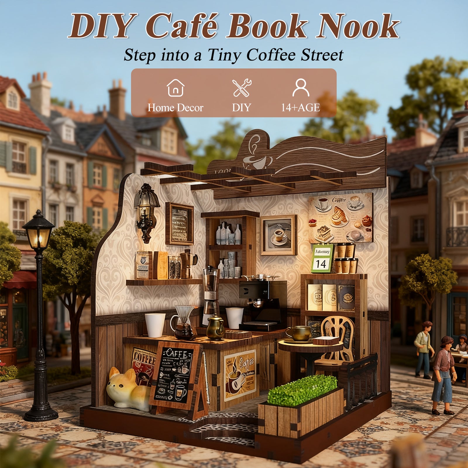 DIY Wooden Dollhouse Tiny Home Book Nook Kit – Tiny House Miniature for Adults