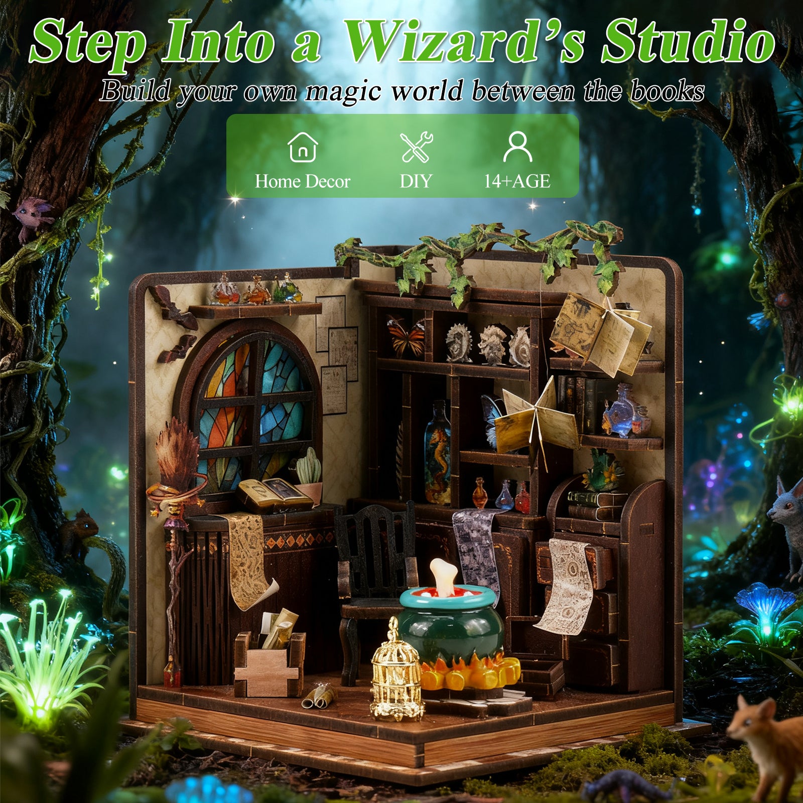 DIY Wooden Dollhouse Tiny Home Book Nook Kit – Tiny House Miniature for Adults