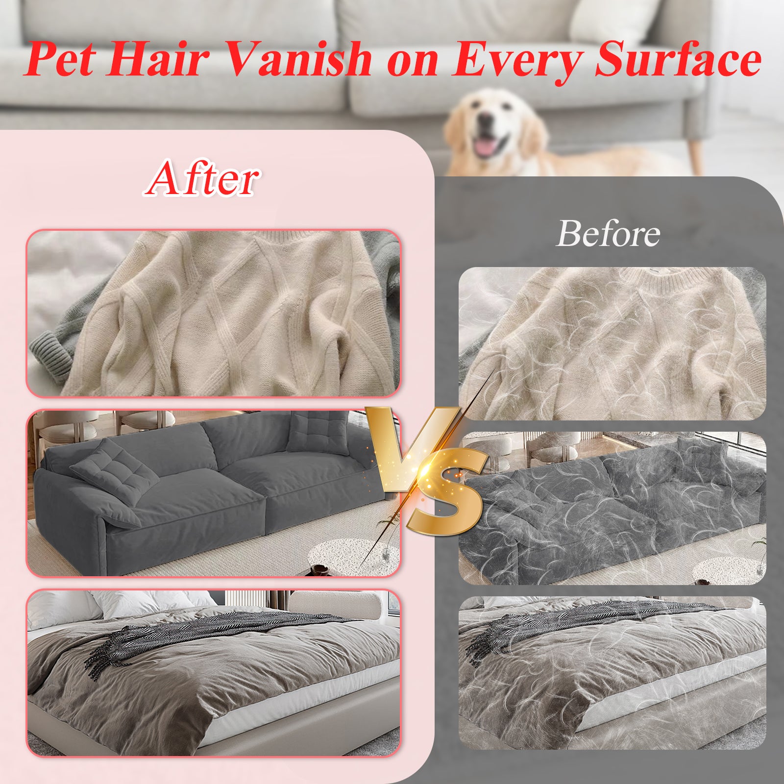 1 Pack Pet Hair Removal Glove with Upgraded electrostatic tech for couches, Carpets & Clothes. Magic Brush for Gentle pet Massage and deshedding. Pet Hair Glove, Reusable and Washable for Home Clean