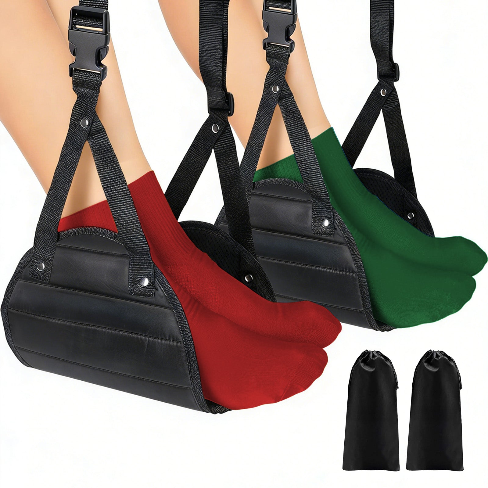 Airplane Foot Rest Hammock for Flight, Adjustable Foot Rest Under Desk, Portable Wide Foot Support for Long Trips & Office, Travel Essentials, Best Airplane Gadgets & Travel Gifts, 1 Pack