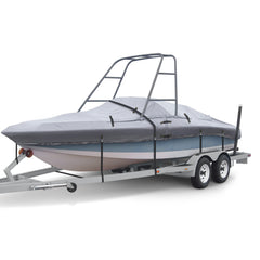 Ski & Wakeboard Tower Boat Cover 17-19ft for Wake Tower, 900D Marine-Grade Heavy Duty Boat Cover with Reinforced Stitching, All-Season  Waterproof Boat Wrap for Winter