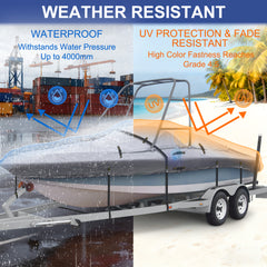 Ski & Wakeboard Tower Boat Cover 17-19ft for Wake Tower, 900D Marine-Grade Heavy Duty Boat Cover with Reinforced Stitching, All-Season  Waterproof Boat Wrap for Winter