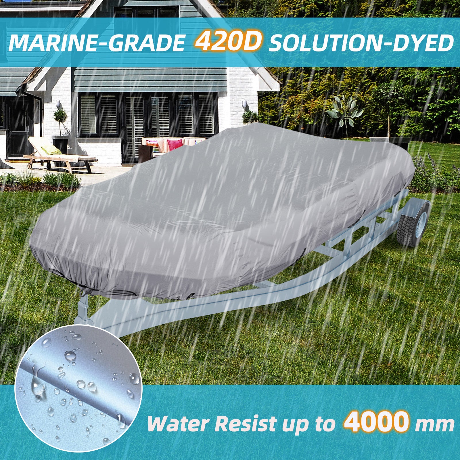 Zenicham 600D Dinghy Cover, Heavy Duty Waterproof and Sunproof Inflatable Boat Cover