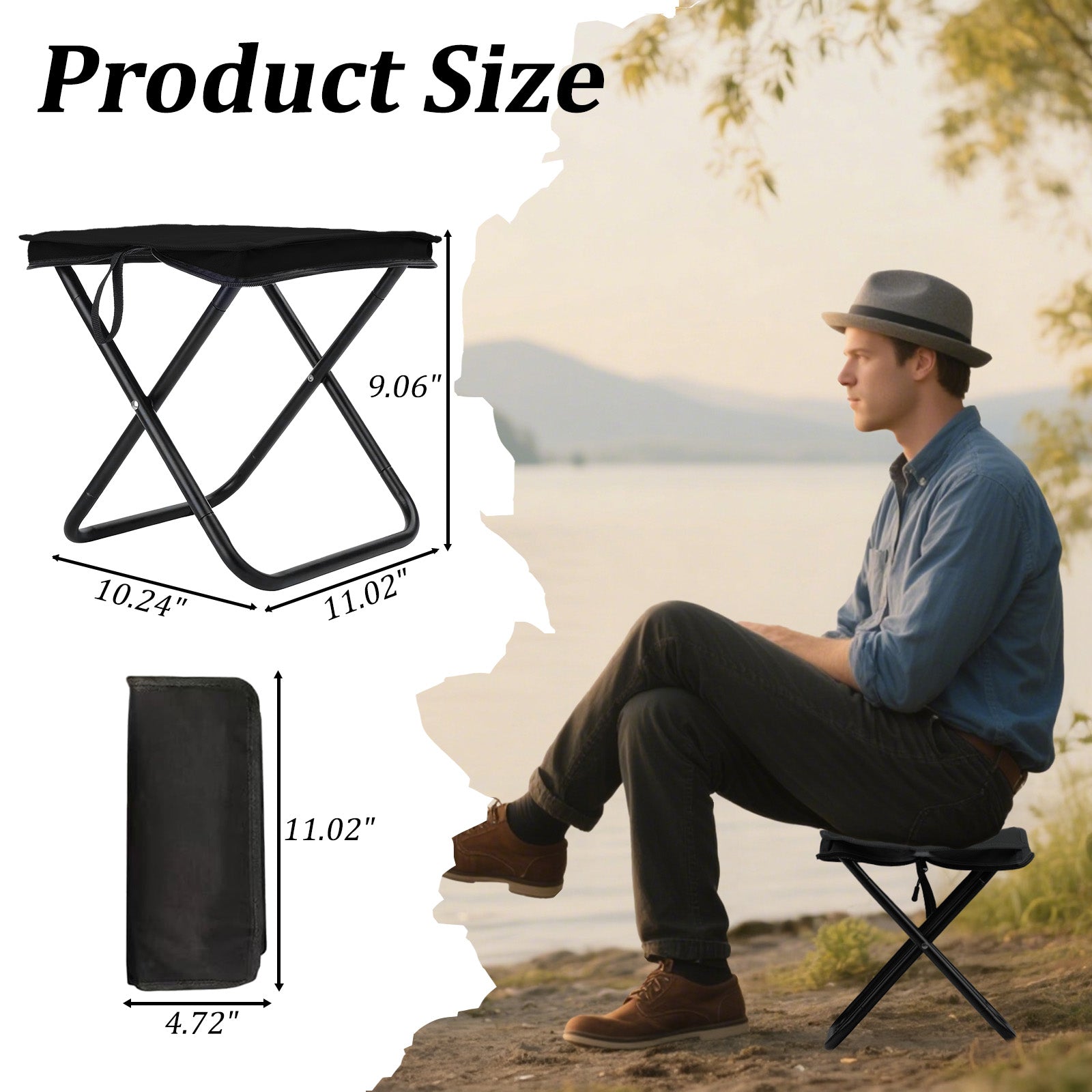 Camping Stool Portable Pocket Handbag Stool, Collapsible Chair Folding Stool for Adults Holds 275lbs, Small Camp Seat for Camping