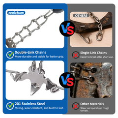 Ice Cleats for Shoes and Boots, 19 Stainless Steel Spikes Crampons, Anti-Slip Snow Shoes Microspikes for Hiking, Climbing Gear, Ice Fishing Gear, Boot Chains for Winter Walking