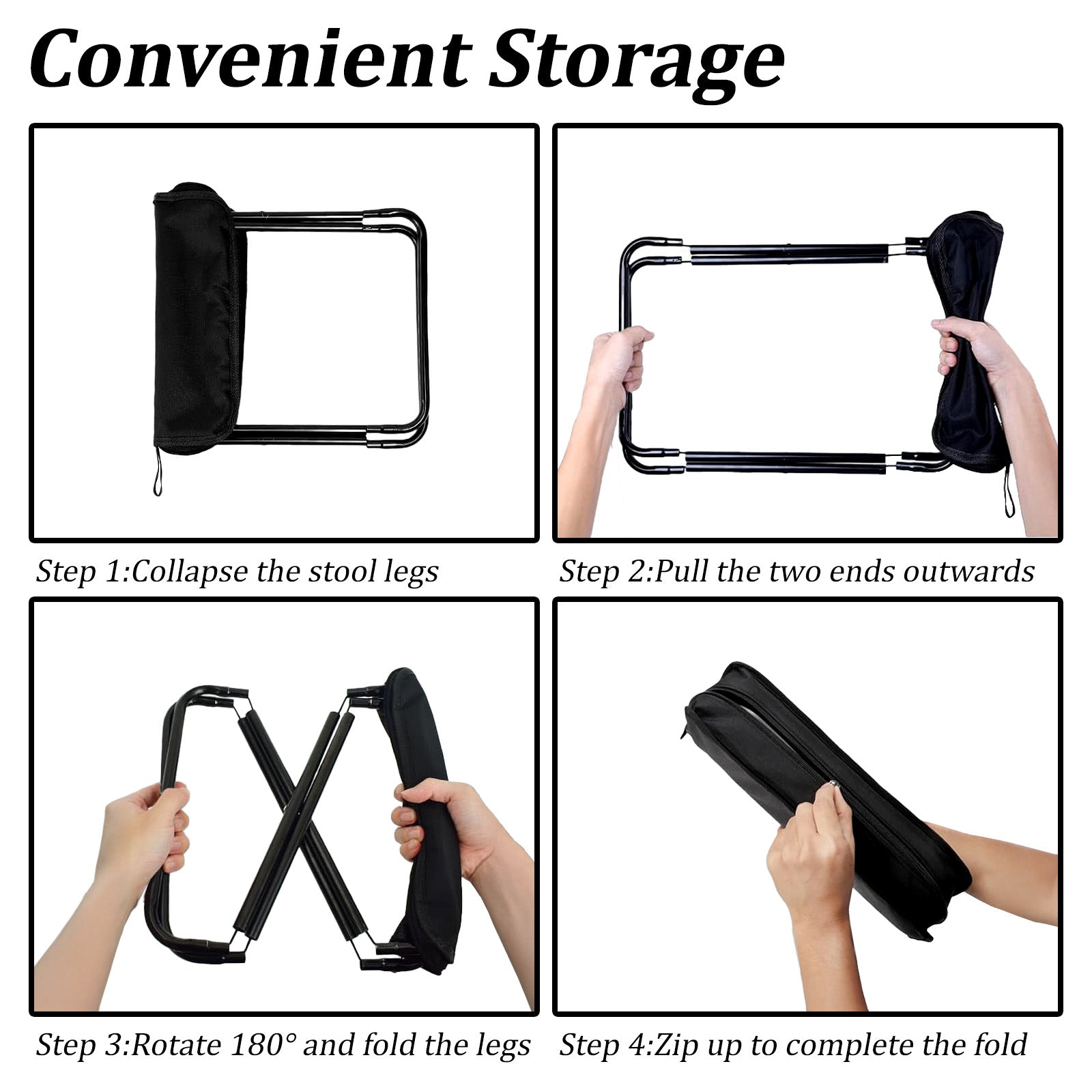 Camping Stool Portable Pocket Handbag Stool, Collapsible Chair Folding Stool for Adults Holds 275lbs, Small Camp Seat for Camping