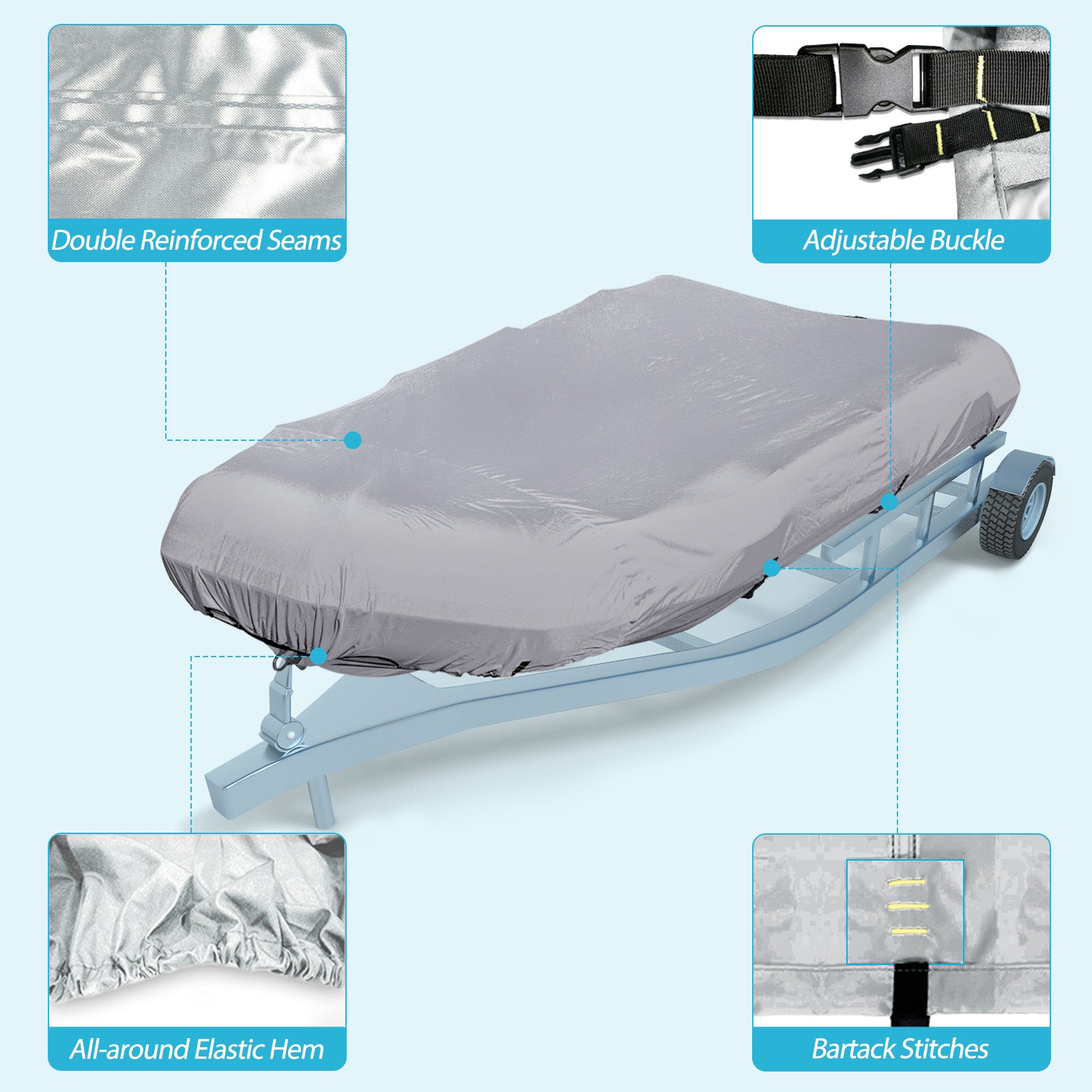Zenicham 600D Dinghy Cover, Heavy Duty Waterproof and Sunproof Inflatable Boat Cover