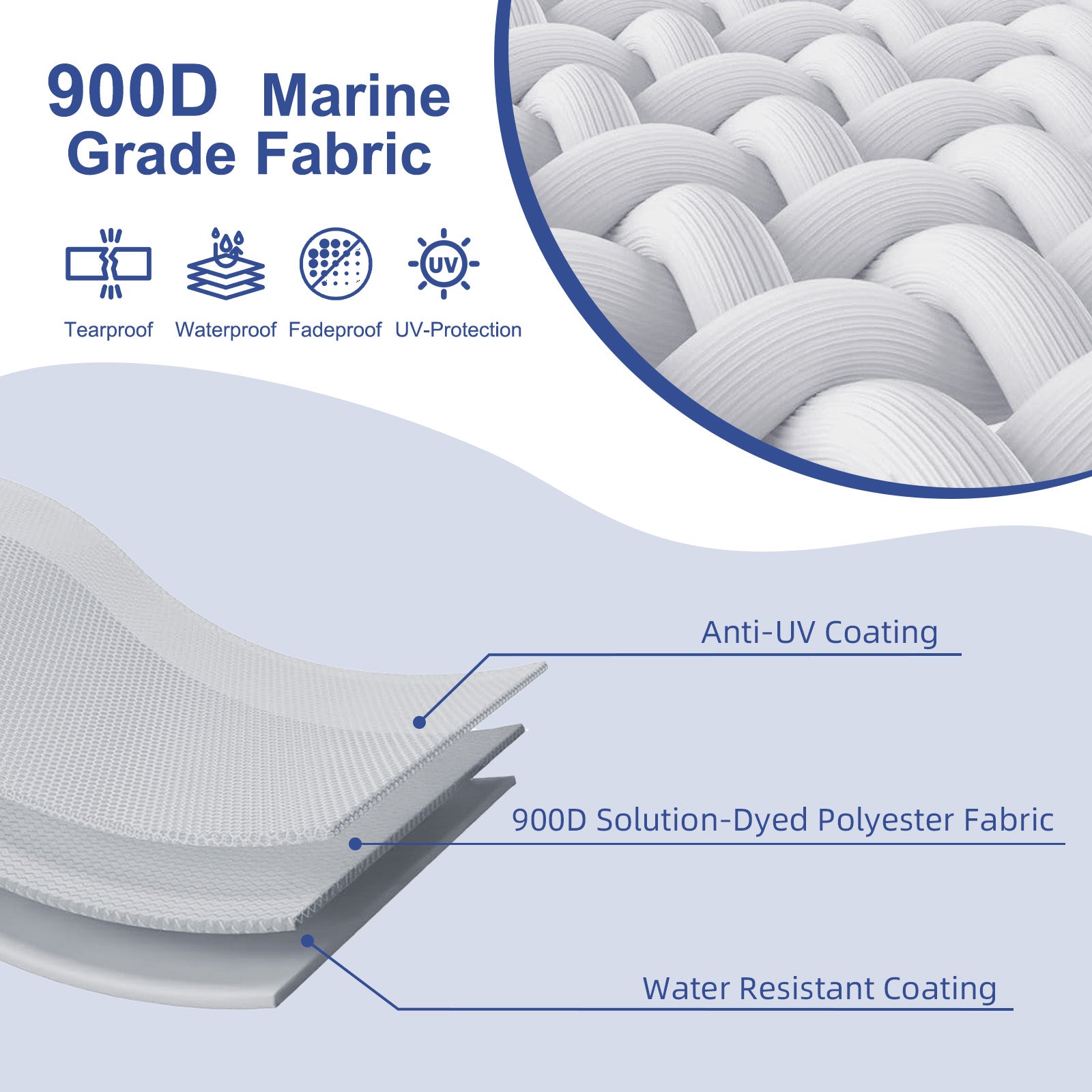 Ski & Wakeboard Tower Boat Cover 17-19ft for Wake Tower, 900D Marine-Grade Heavy Duty Boat Cover with Reinforced Stitching, All-Season  Waterproof Boat Wrap for Winter