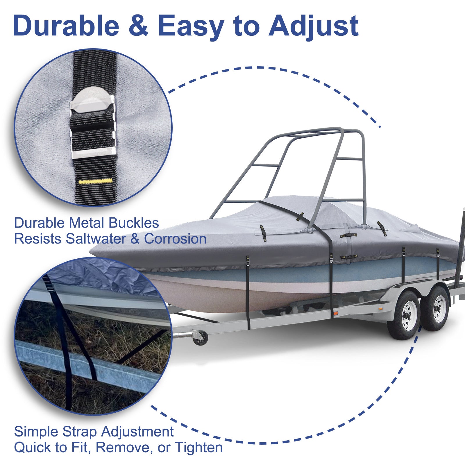 Ski & Wakeboard Tower Boat Cover 17-19ft for Wake Tower, 900D Marine-Grade Heavy Duty Boat Cover with Reinforced Stitching, All-Season  Waterproof Boat Wrap for Winter