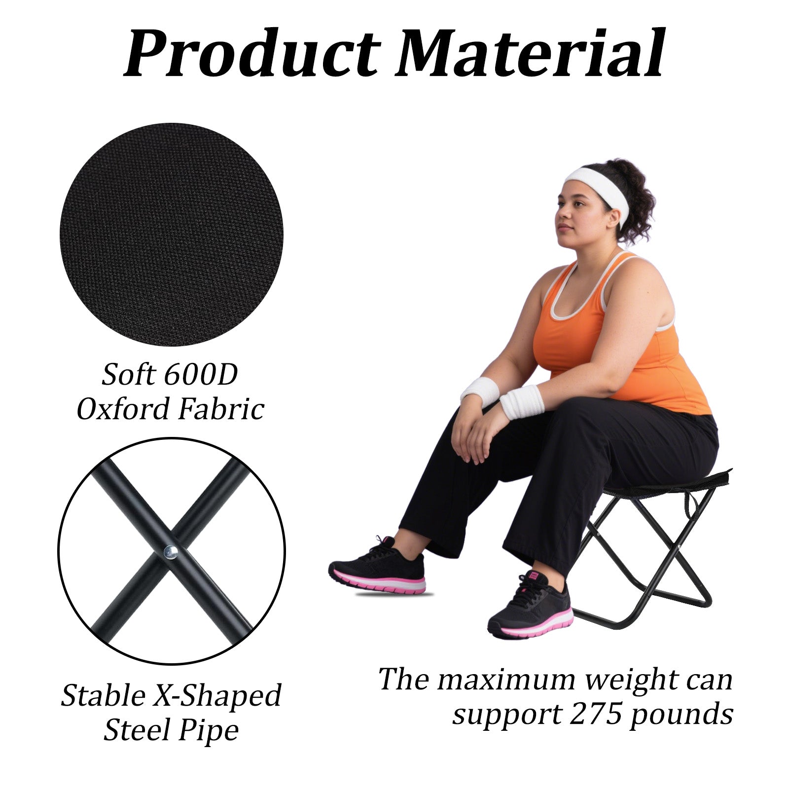 Camping Stool Portable Pocket Handbag Stool, Collapsible Chair Folding Stool for Adults Holds 275lbs, Small Camp Seat for Camping