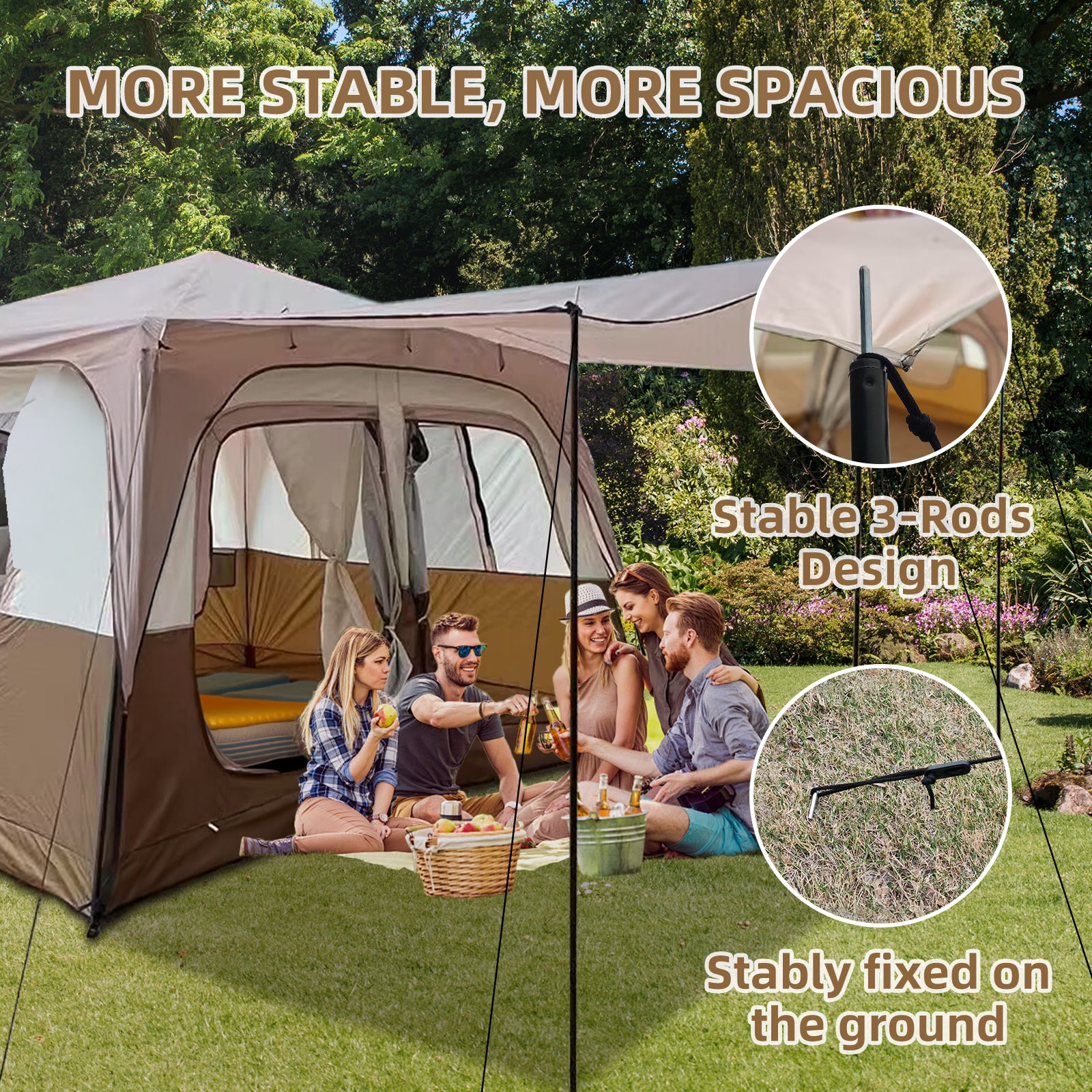 huge tent for camping 8 Person Instant Cabin Tents, Large Waterproof Tents for Camping, Fami – zenicham