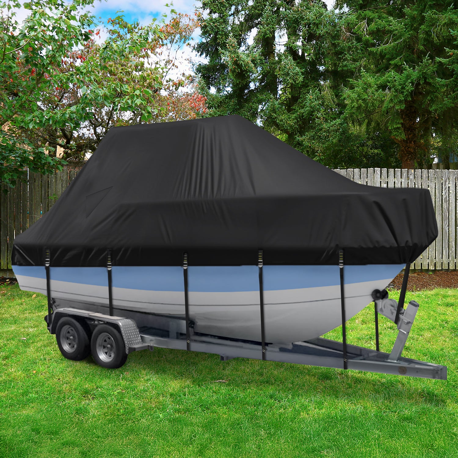 Boat Cover Waterproof 900D Marine Grade, Center Console Boat Covers with Heavy Duty Buckle, T Top Boat Cover UV Resistant with Storage Bag