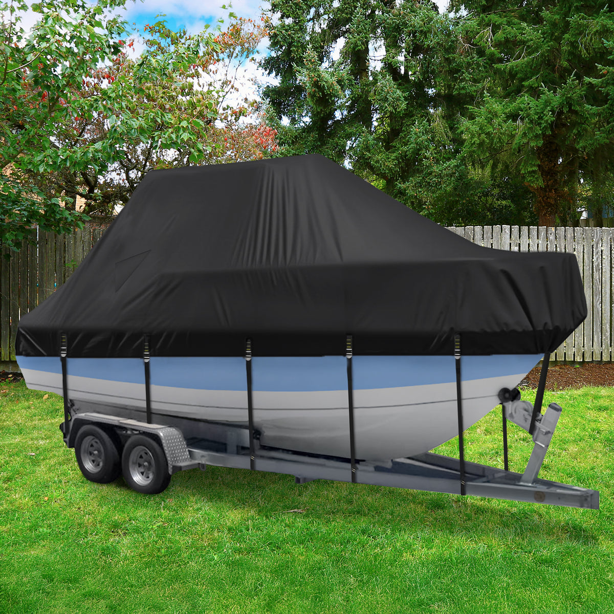 Boat Cover Waterproof 900D Marine Grade, Center Console Boat Covers with Heavy Duty Buckle, T Top Boat Cover UV Resistant with Storage Bag