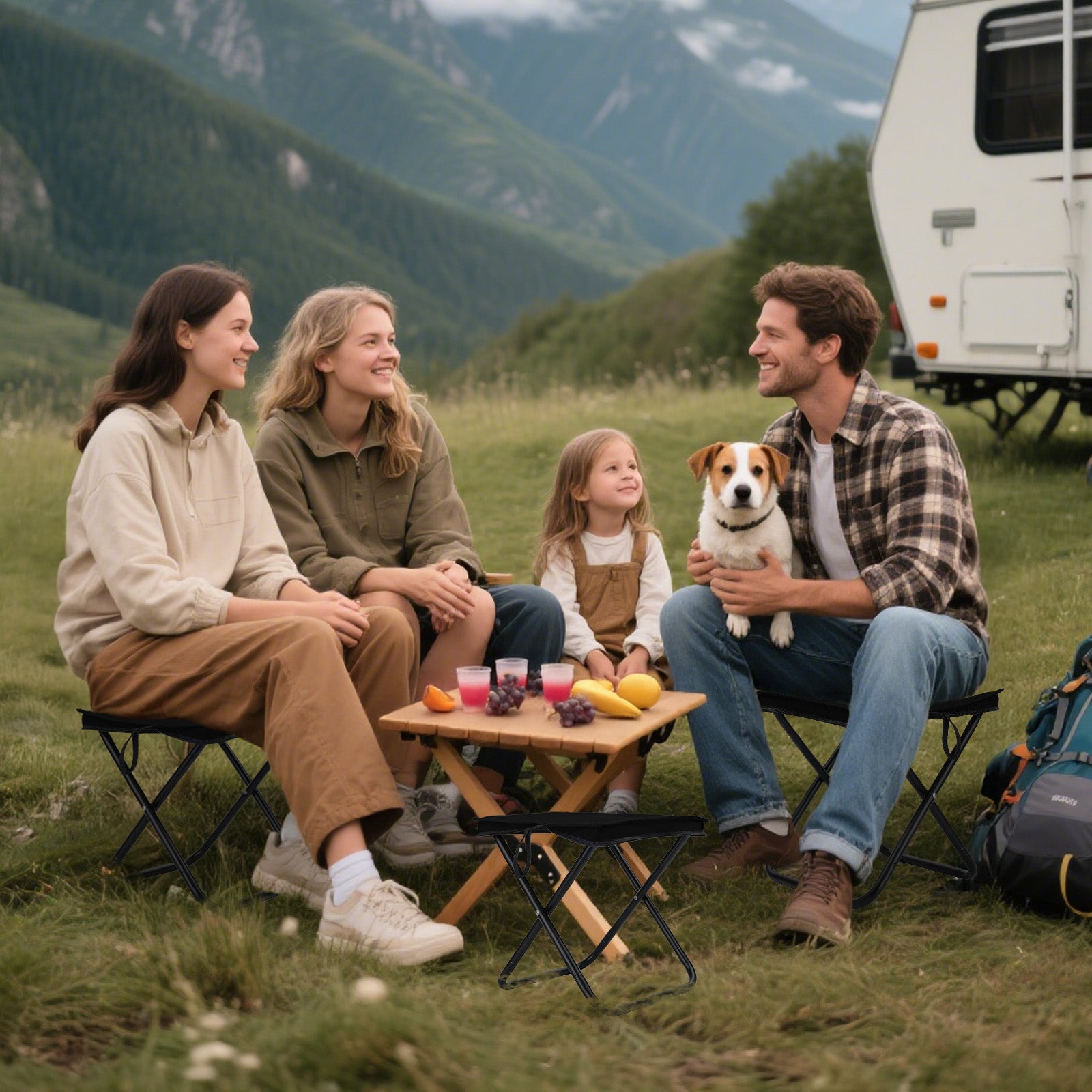 Camping Stool Portable Pocket Handbag Stool, Collapsible Chair Folding Stool for Adults Holds 275lbs, Small Camp Seat for Camping